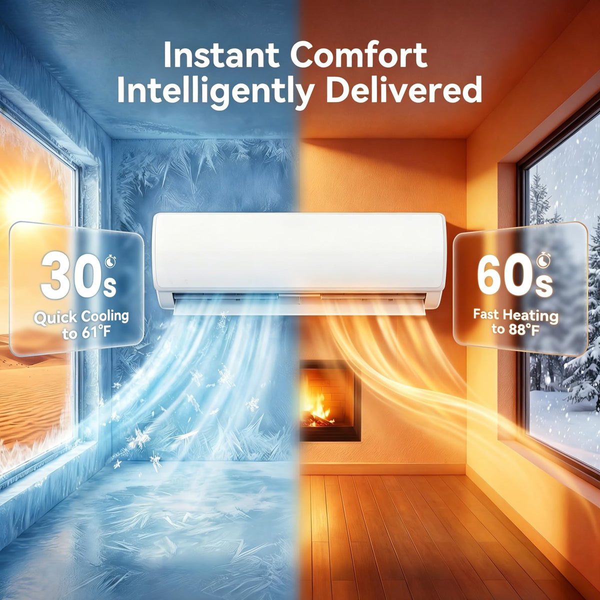 12000 BTU Mini Split AC/Heating System, 19 SEER2 115V, Heat Pump