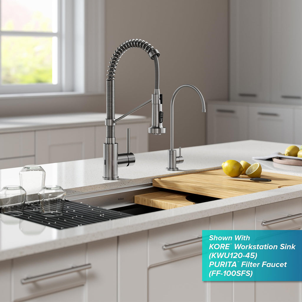 KRAUS Stainless Steel 18 in Touchless Pull Down Kitchen Faucet KSF-1610SFS