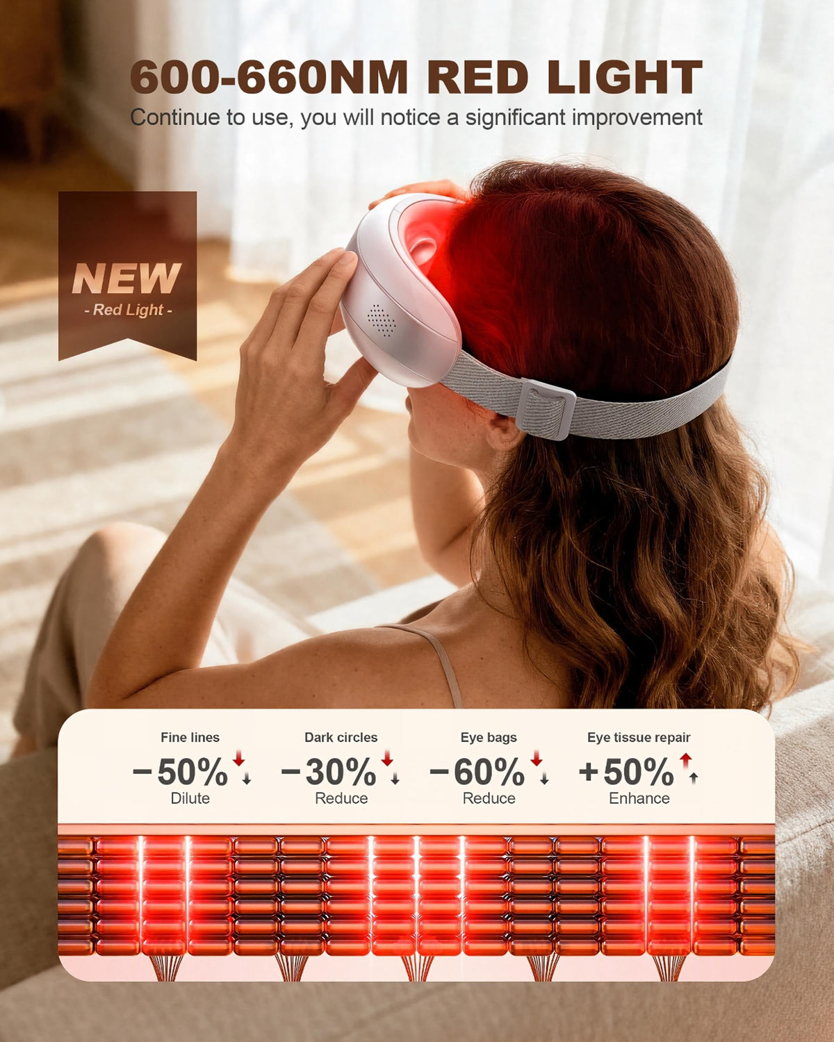 Eye Massager with Heat and Cooling, Red Light Therapy for Eye Mask