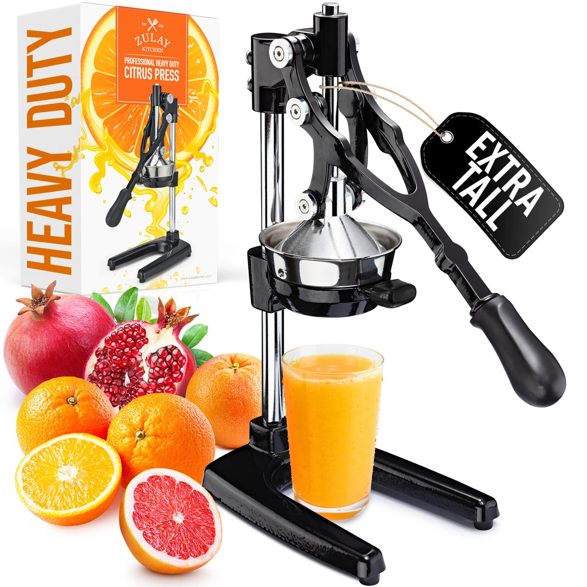 Zulay Kitchen Cast Iron Juicer, Orange Manual Juicer Press, 9-in-1, Blue