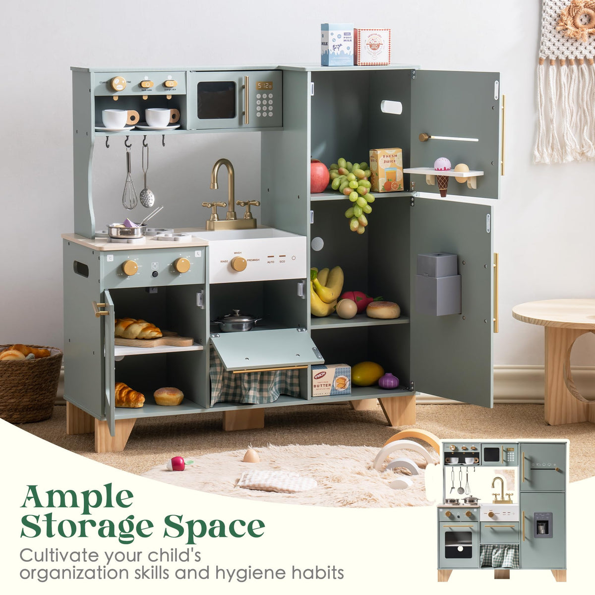 ROBUD Play Kitchen Set, Wooden Play Kitchen