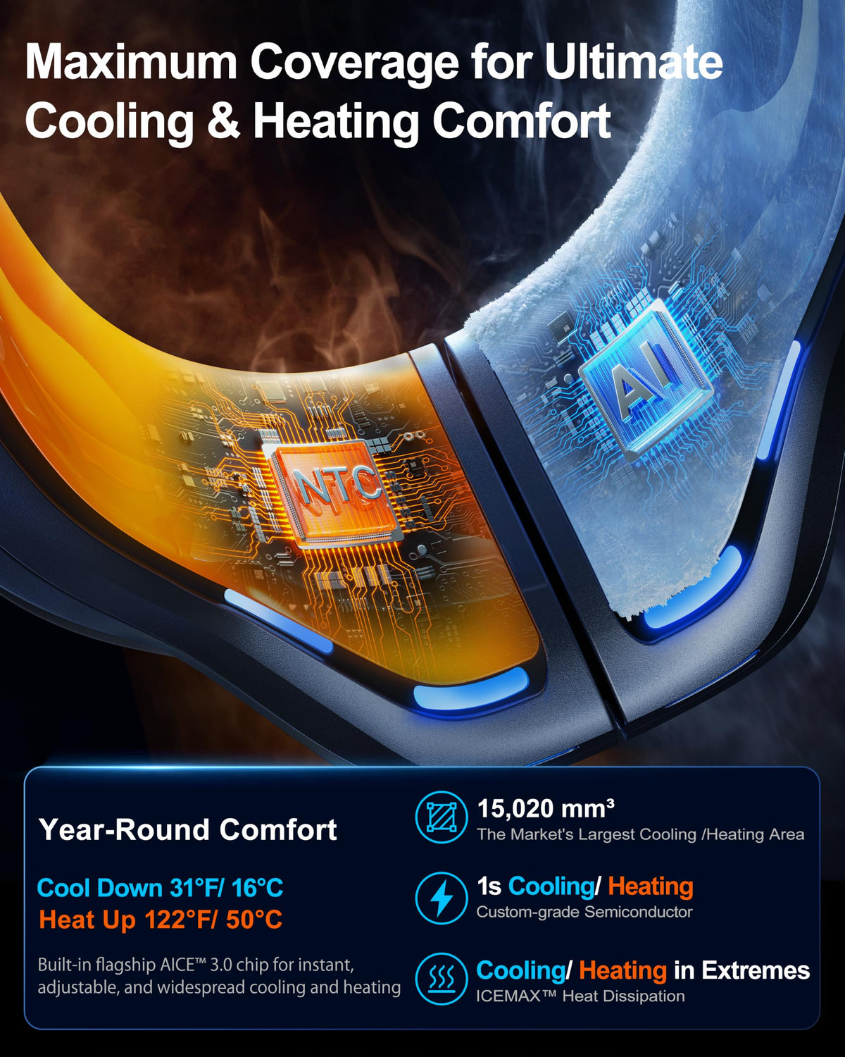 AICE LITE MAX 2026 AI Neck Air Conditioner, Real AC Neck Fan Cooling Silver