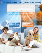 Garvee 11500 BTU Mini Split AC/Heating System, 230V WIFI Enabled Energy Efficient Mini Split Unit,Wall-Mounted Split Air Conditioner,Cools Up to 750 Sq.Ft, Heat Pump & Installation Kits
