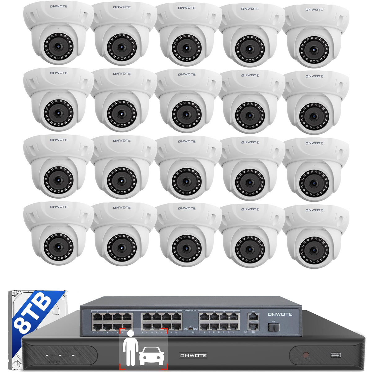 ONWOTE 32 Channel Security Camera System, 12MP NVR, 20x 5MP PoE IP Cameras