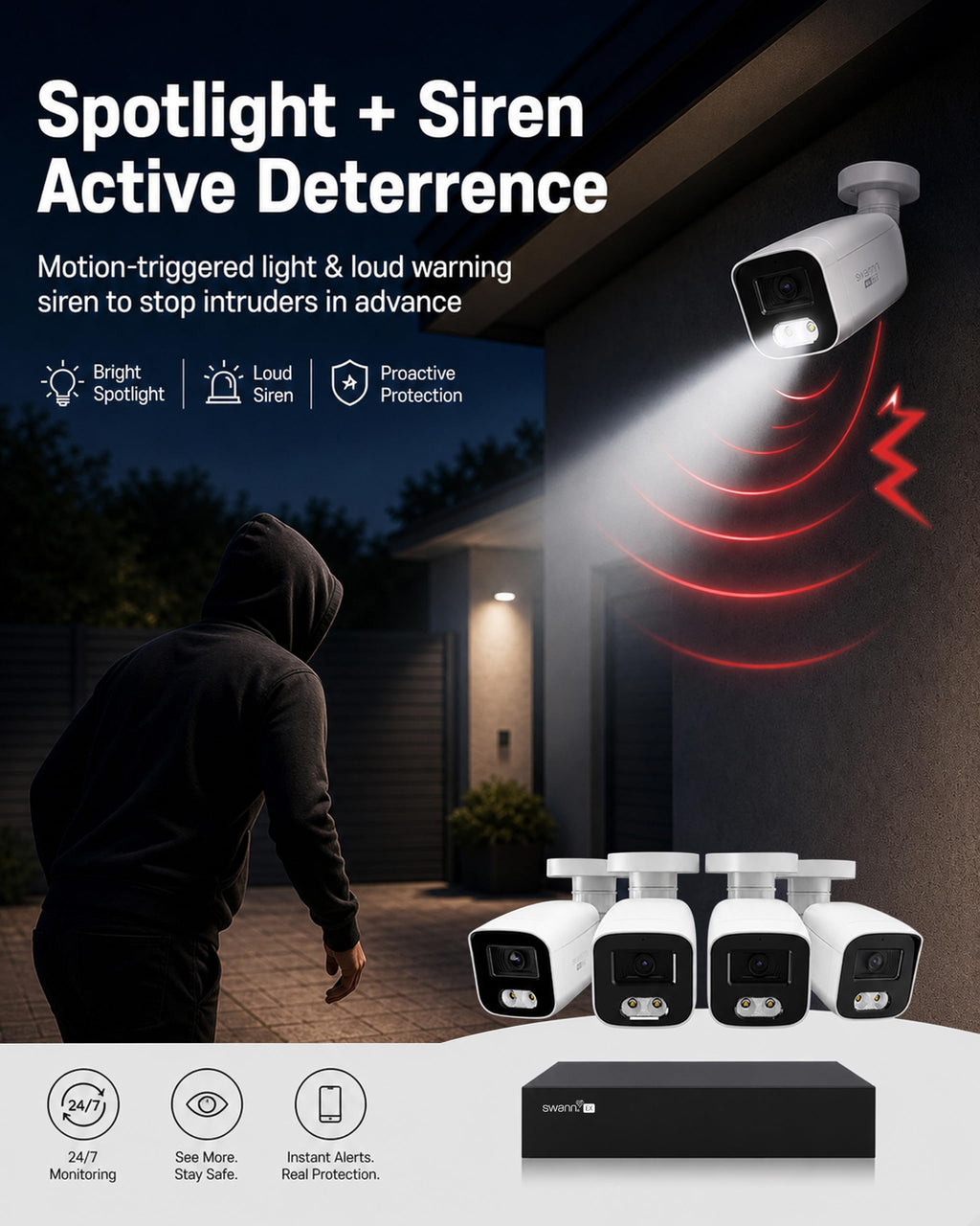 Swann EliteX 12MP 6K Security Camera System, 4 Bullet PoE NVR, 2TB HDD