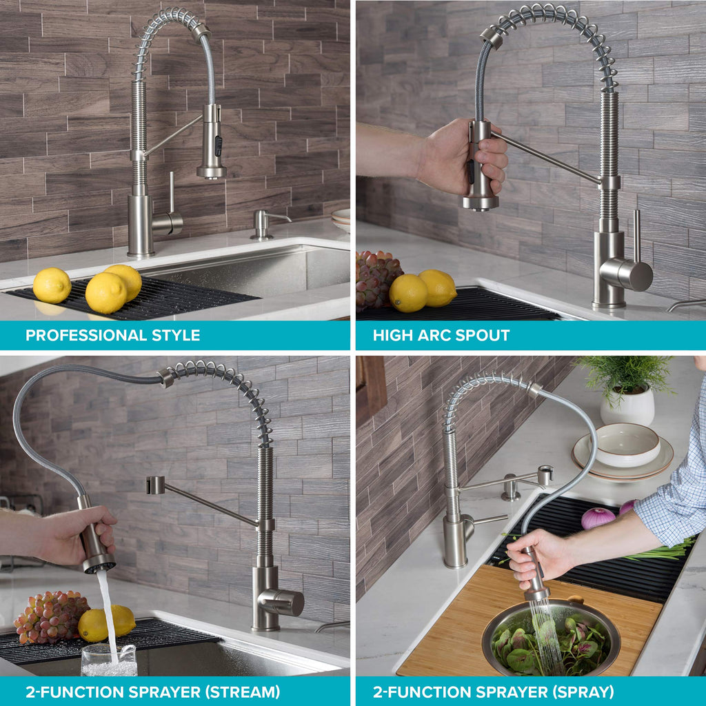 KRAUS Matte Black Black Stainless Pull Down Kitchen Faucet KPF-1610MBSB