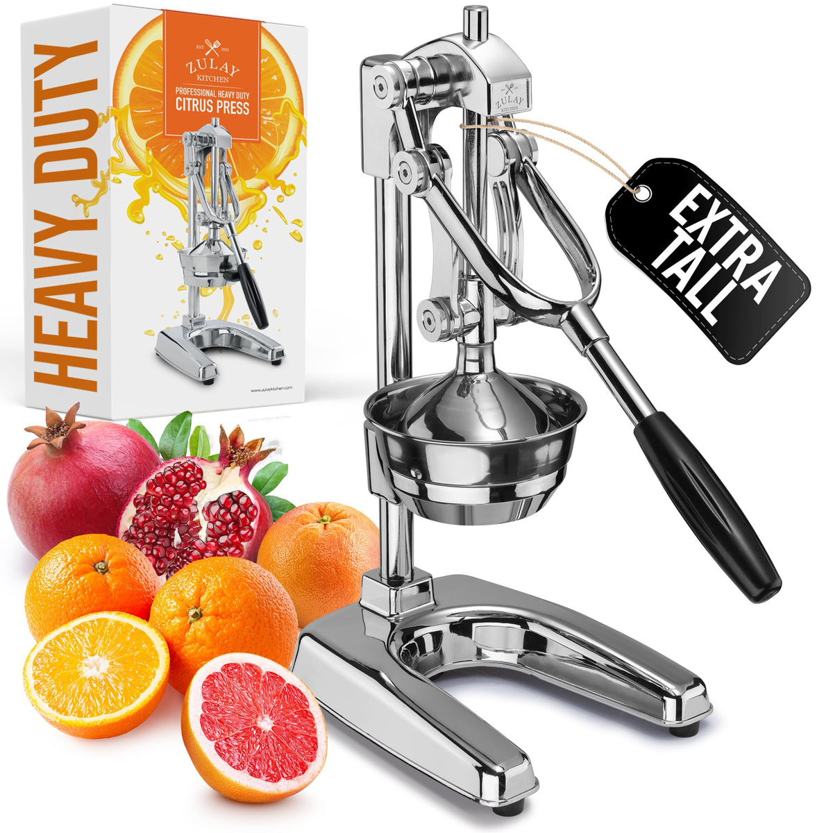 Zulay Kitchen Cast Iron Juicer, Orange Manual Juicer Press, 9-in-1, Blue