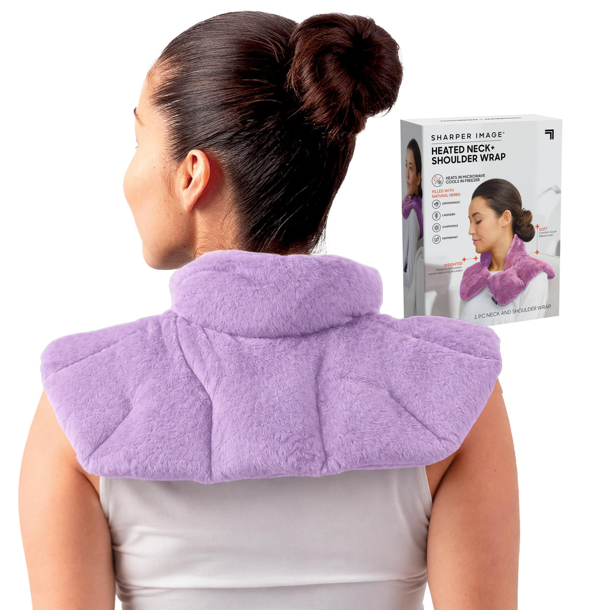 Sharper Image Heated Neck&Shoulder Wrap-Microwavable Warm&Cooling Plush Pad,Scented Aromatherapy (100% Natural Lavender-&Herb Spa Blend),Pain Tension Headache Relief Therapy,Gift for Women,(Pack of 8)