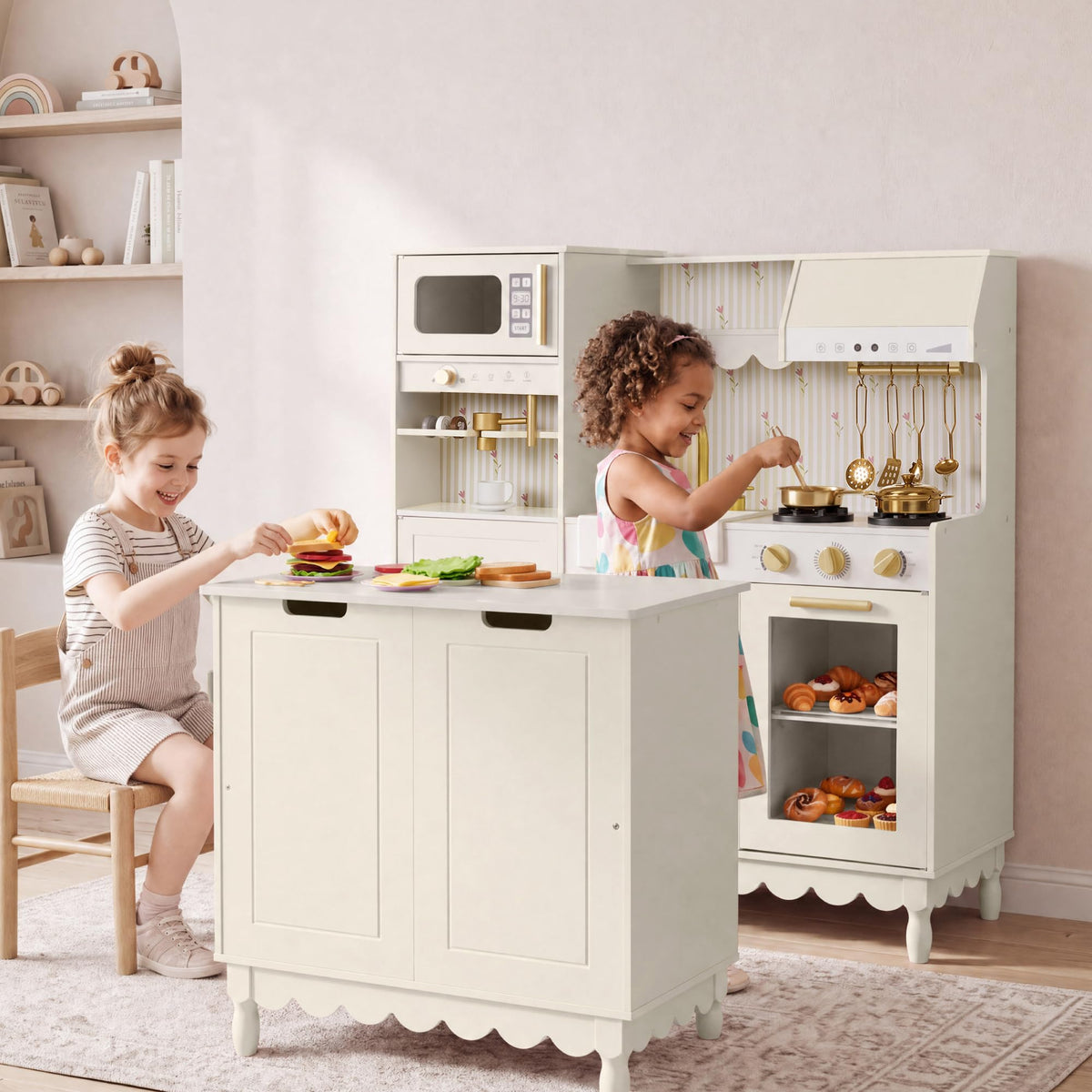 Best Choice Products Wooden Play Kitchen w/ Espresso Machine & Island