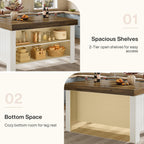 Tribesigns 55" Kitchen Island with Storage & Seating (Rustic Brown & White)