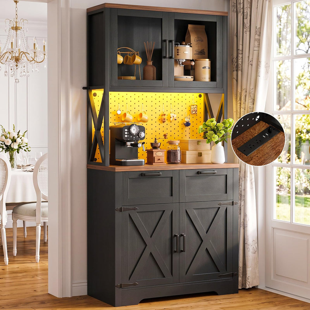 Unikito 71" Tall Kitchen Pantry Storage Cabinet, 63" W Kitchen Hutch