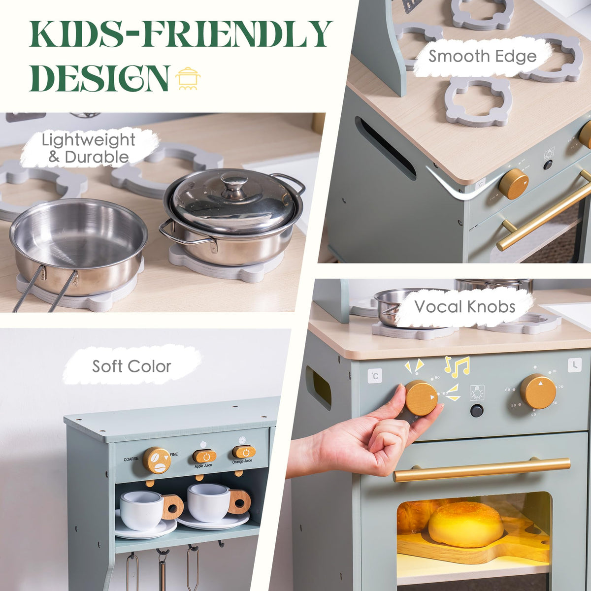 ROBUD Play Kitchen Set, Wooden Play Kitchen