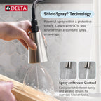 Delta Lenta Brushed Nickel Touch Kitchen Faucet with Pull Down Sprayer, Modern Single Hole Touch On Kitchen Sink Faucet, Single Handle, SpotShield Stainless 19802TZ-SP-DST
