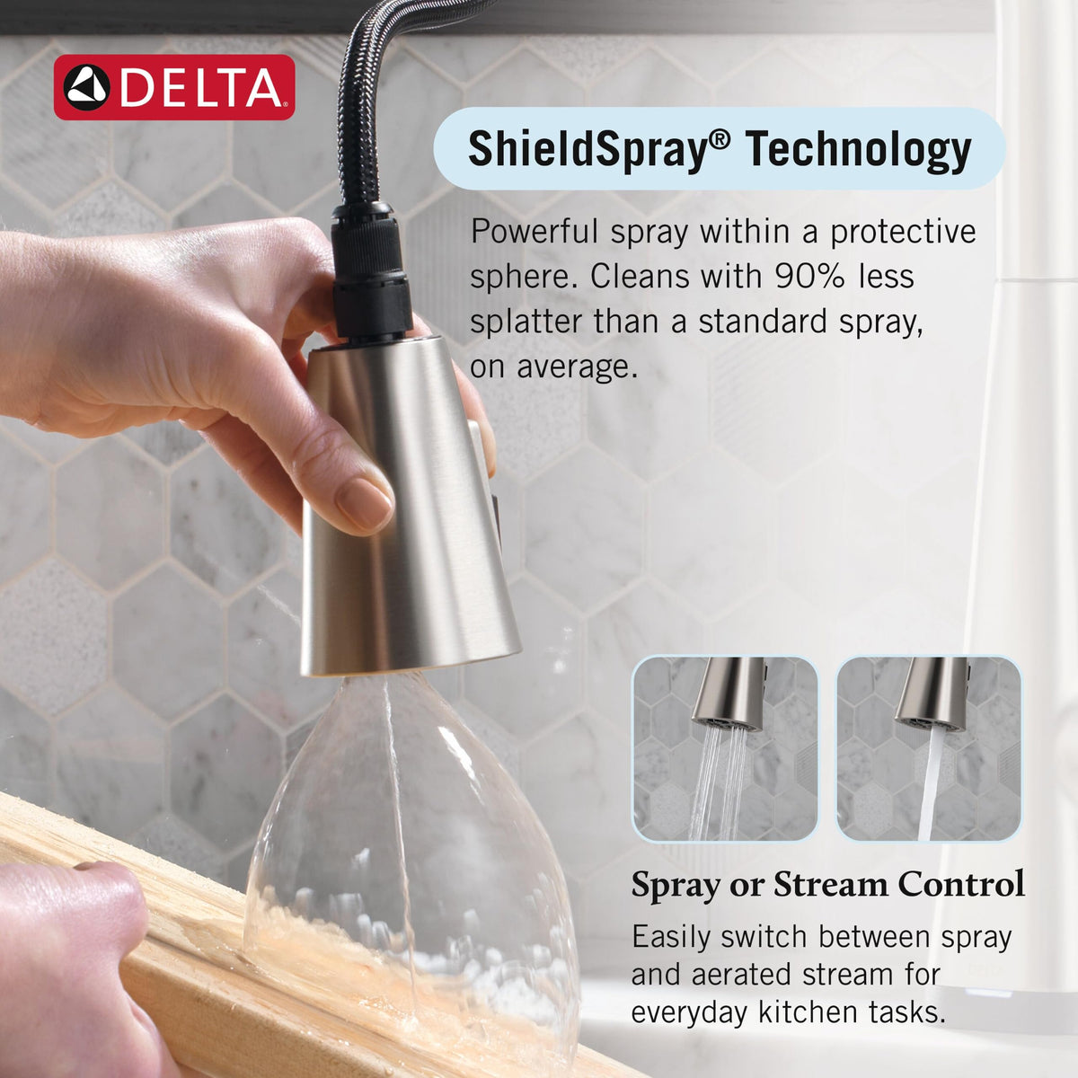 Delta Lenta Brushed Nickel Touch Kitchen Faucet with Pull Down Sprayer, Modern Single Hole Touch On Kitchen Sink Faucet, Single Handle, SpotShield Stainless 19802TZ-SP-DST