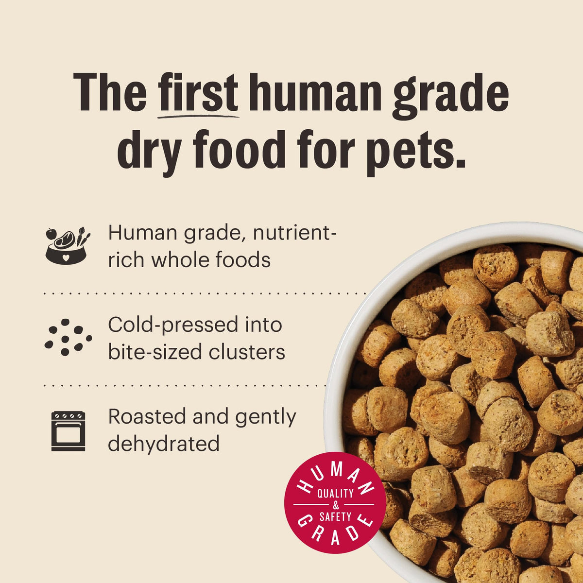 The Honest Kitchen Grain Free Lamb & Superfoods Gourmet Whole Food Clusters, Human Grade Dry Dog Food for Adult Dogs, Vet-Recommended Nutritional Support for Skin, Coat & Digestion, 18 lb Bag