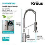 KRAUS Stainless Steel 18 in Touchless Pull Down Kitchen Faucet KSF-1610SFS