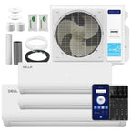 DELLA 35K BTU 3 Zone Mini Split AC (9K+2x18K), 19 SEER2, 16ft Kits