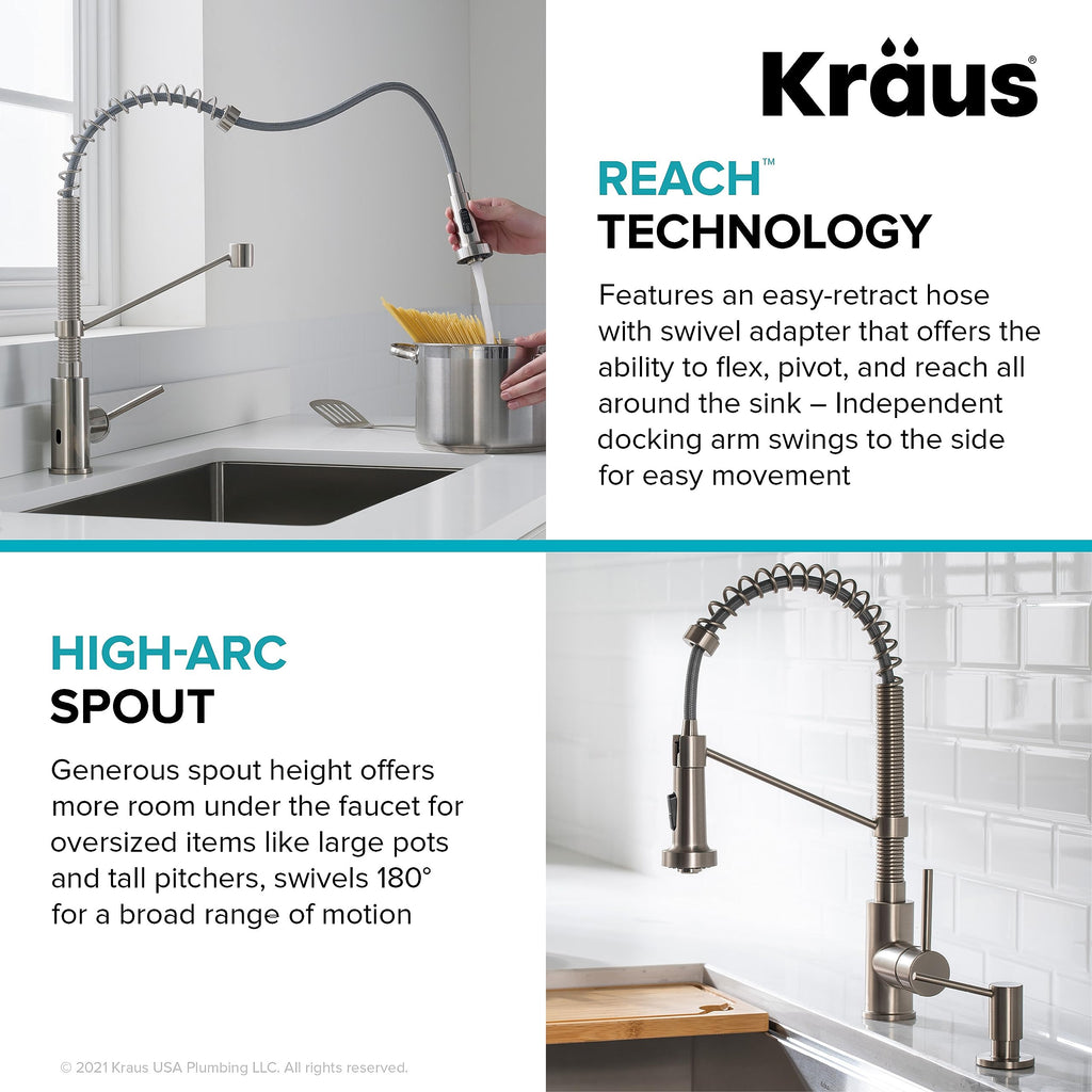 KRAUS Stainless Steel 18 in Touchless Pull Down Kitchen Faucet KSF-1610SFS