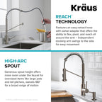 KRAUS Stainless Steel 18 in Touchless Pull Down Kitchen Faucet KSF-1610SFS
