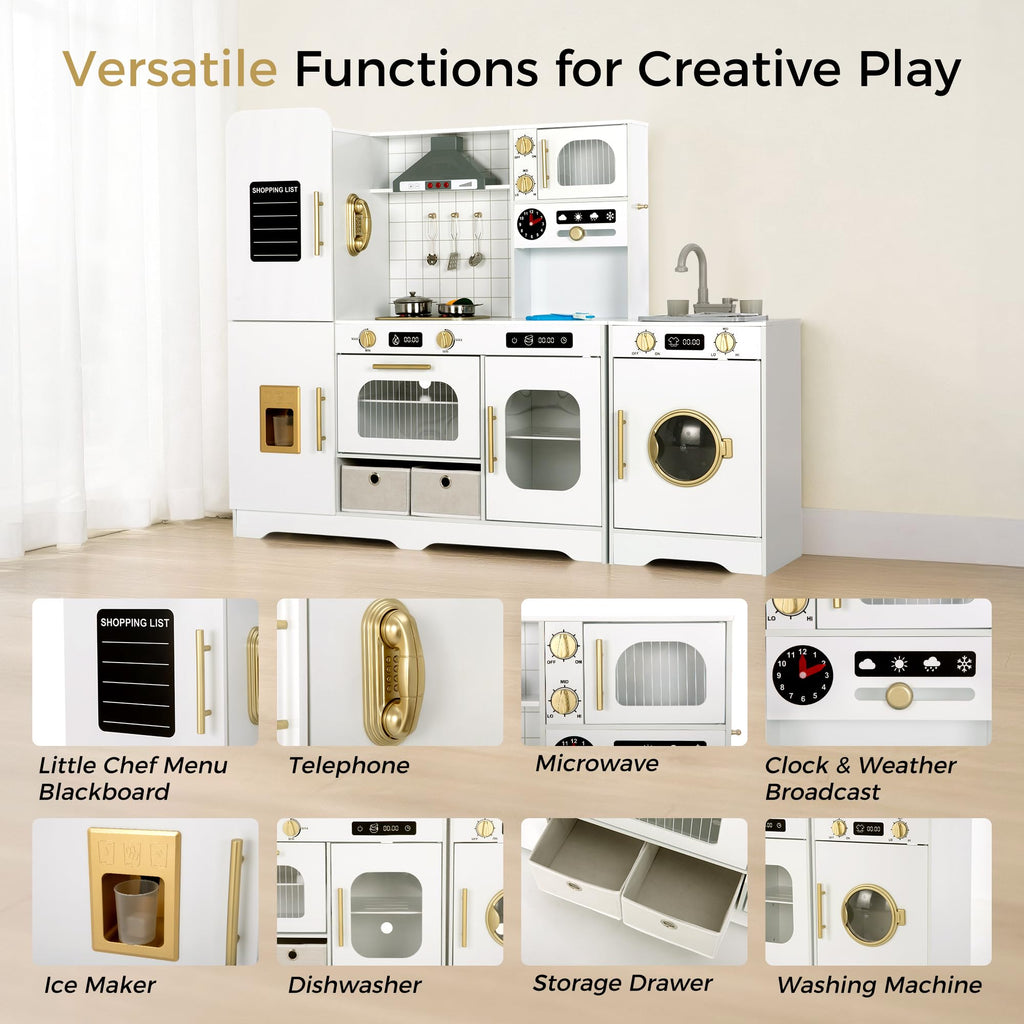 Interactive Wooden Play Kitchen for Kids