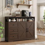 51" Farmhouse Buffet Sideboard Cabinet with Storage, White Kitchen Storage