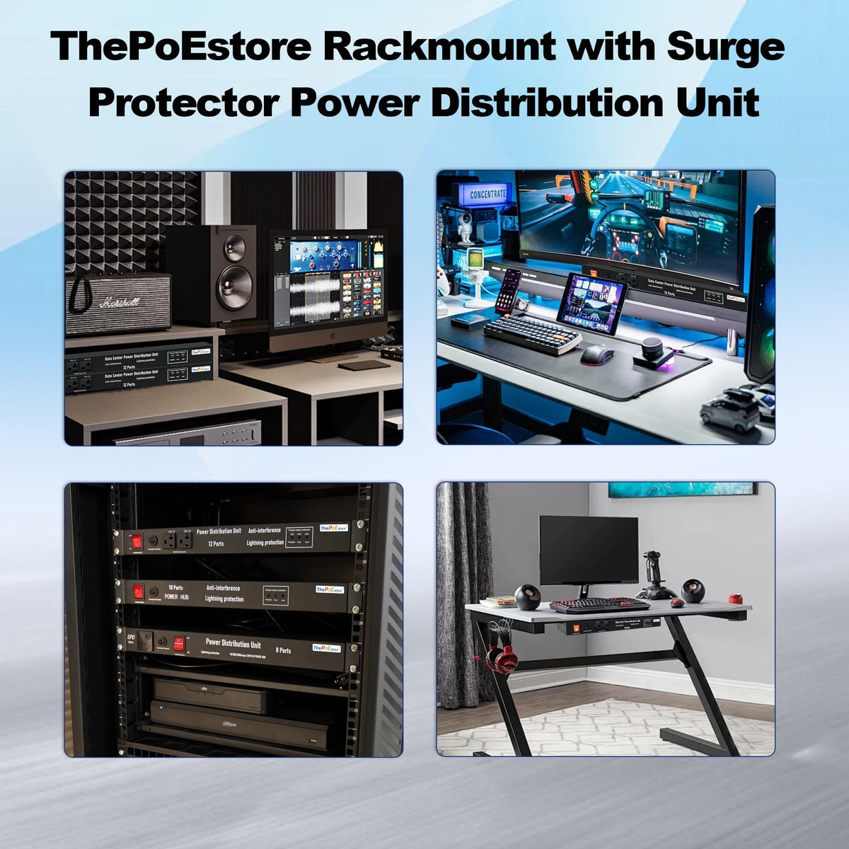 1U Horizontal PDU 19" Rack Mount Power Strip