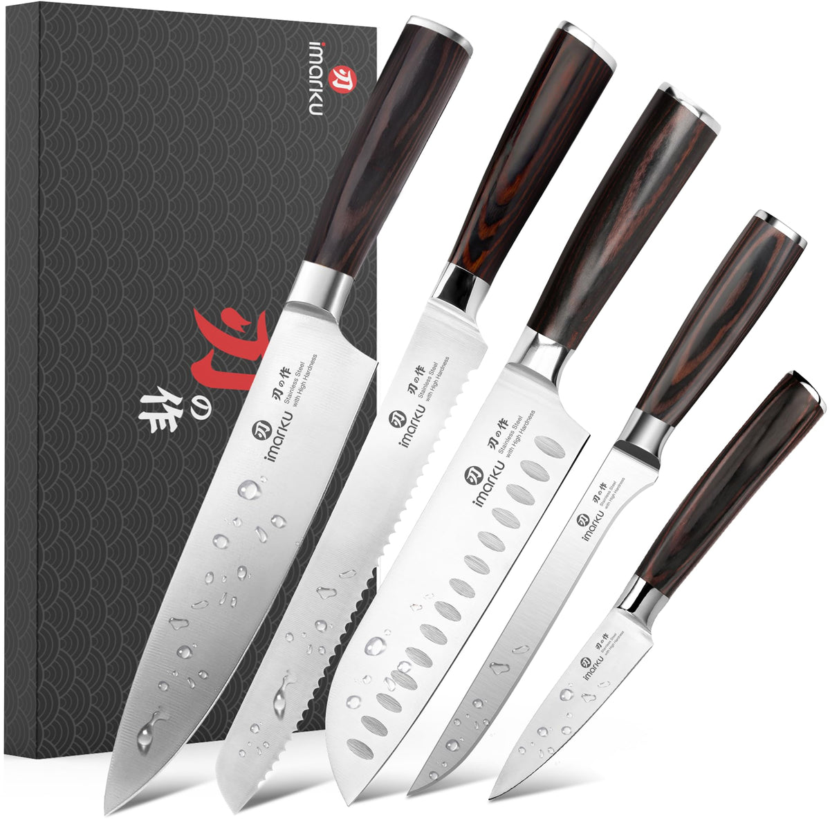imarku 3 Pieces Knife set, Japanese HC Stainless Steel Kitchen Knife Set