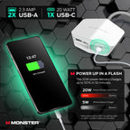 Monster Power Vertex Surge Protector with Detachable USB Power Strip (White, Power Vertex XL)