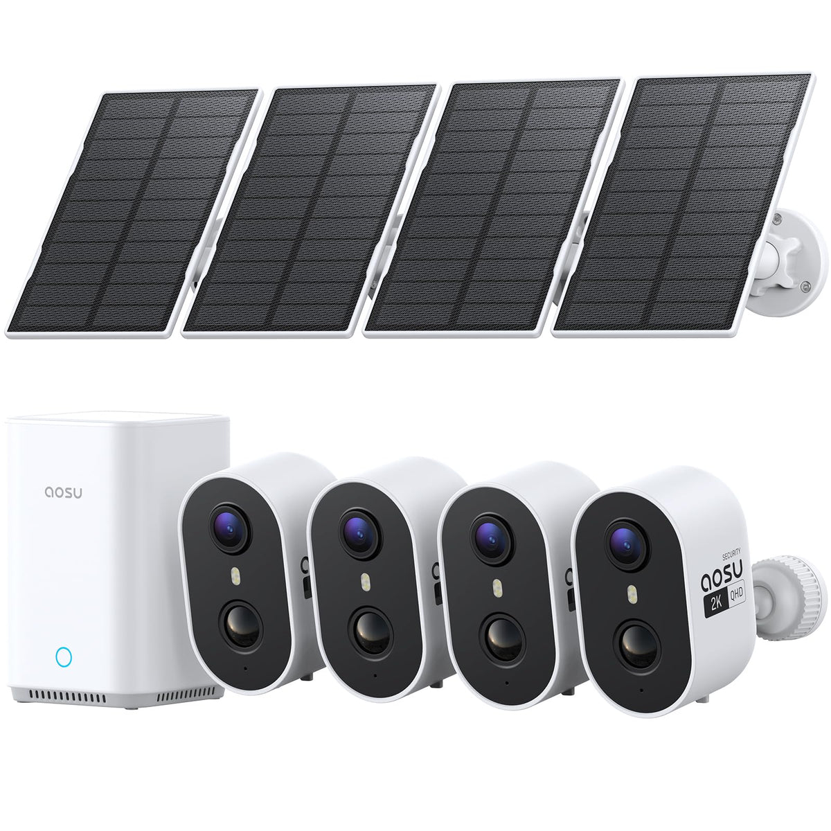 aosu 2K Solar Security Cameras Wireless Outdoor System, 6-Cam-Kit