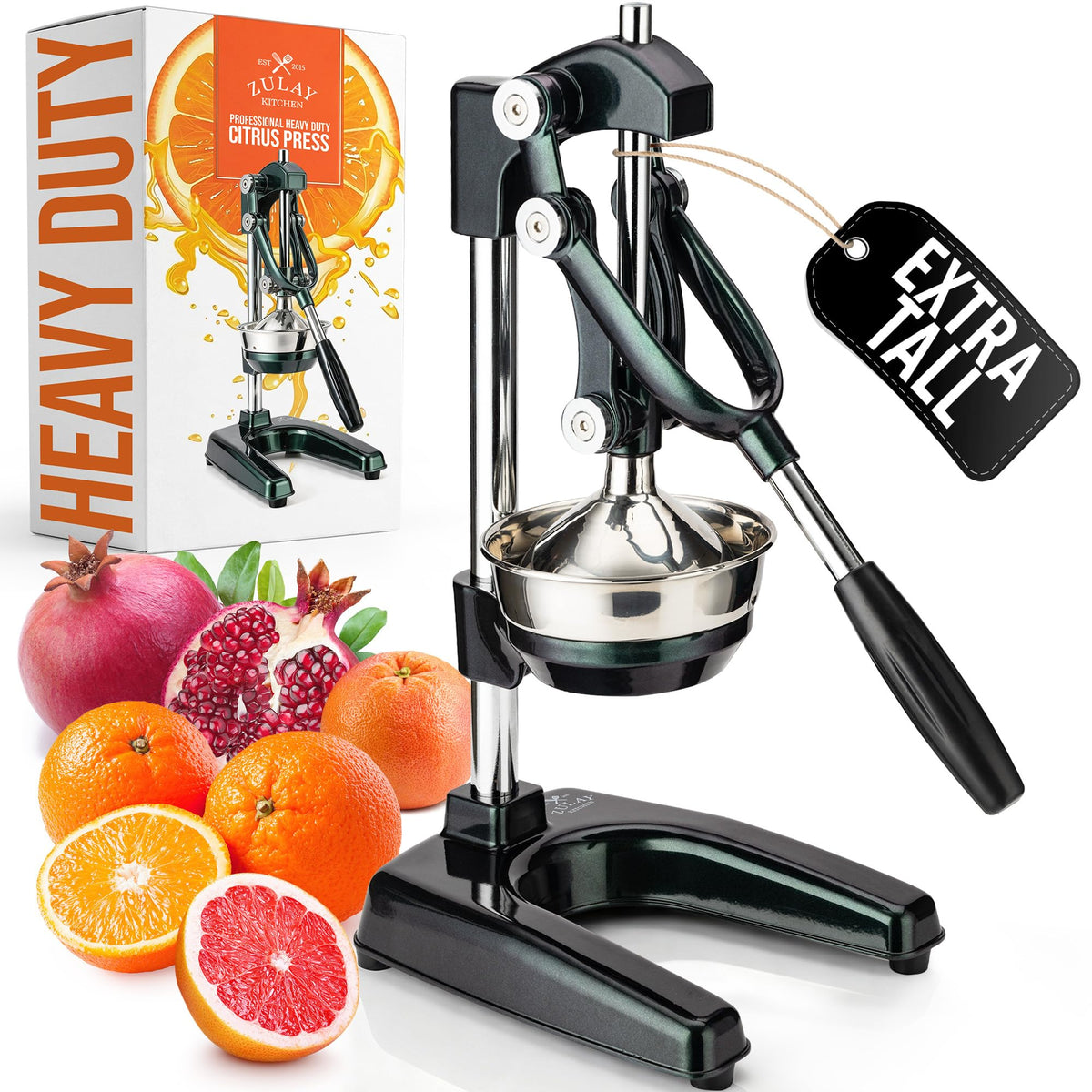Zulay Kitchen Cast Iron Juicer, Orange Manual Juicer Press, 9-in-1, Blue