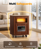 1500W Infrared Space Heater for Indoor Use with Wood Cabinet