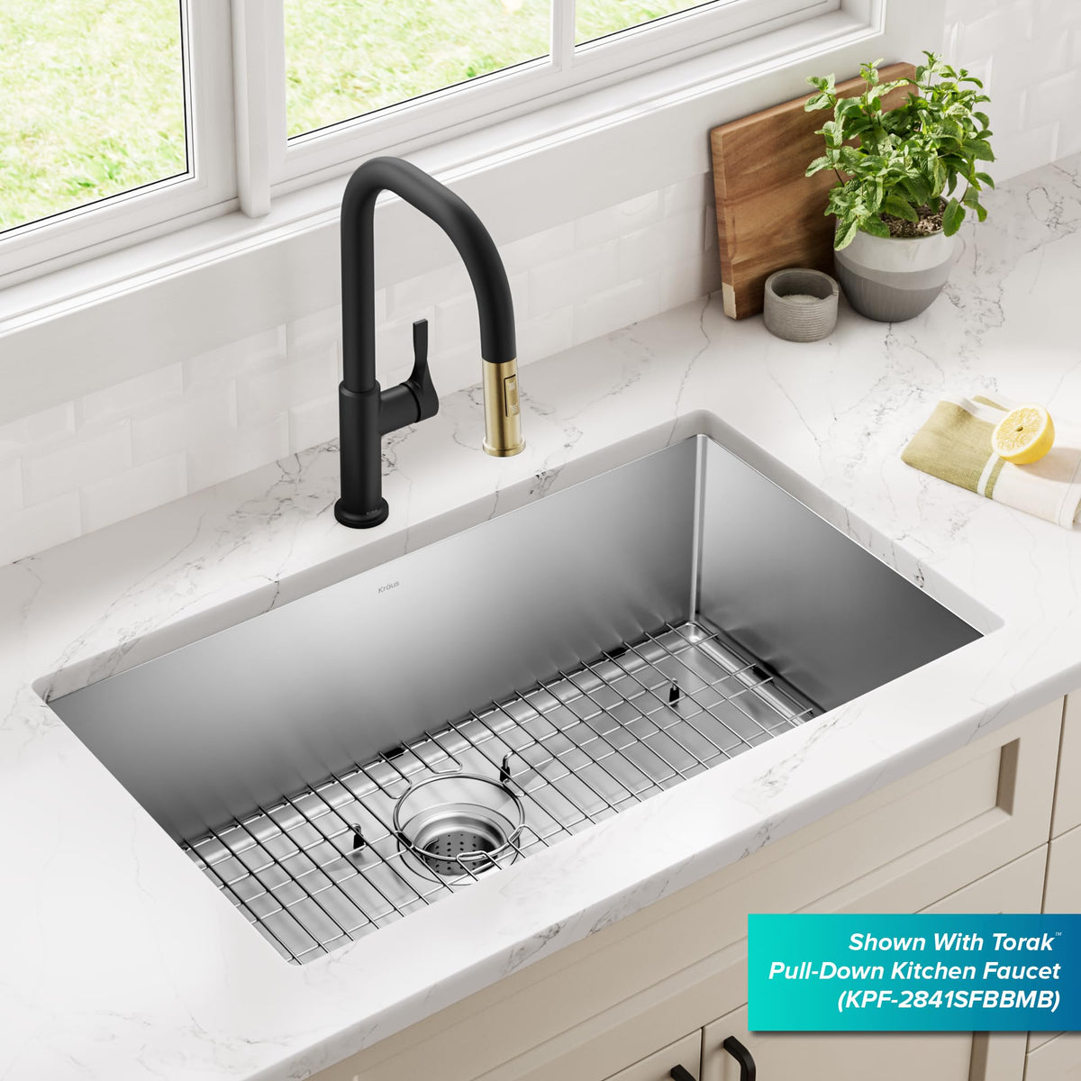 KRAUS Stainless Steel 32 in 16 Gauge Undermount Kitchen Sink KHU100-32
