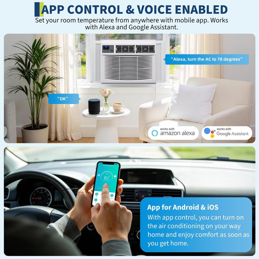 18000 BTU Window Air Conditioner & Heater Combo – APP & Remote Control