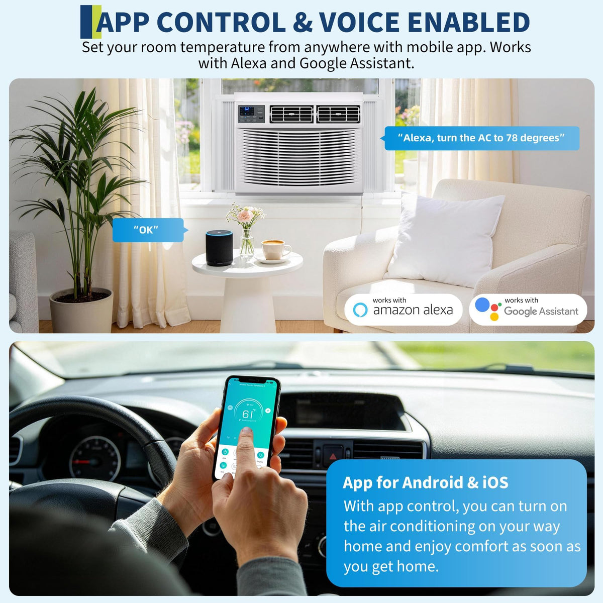 18000 BTU Window Air Conditioner & Heater Combo – APP & Remote Control