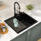 Lordear 18 Inch White Kitchen Sink Granite Composite Undermount Bar Workstation 18x18 White Quartz Sinks Under Counter Single Bowl with Classic Gold Accessories
