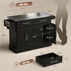HOMCOM Rolling Kitchen Island Cart with 47" Stainless Steel Top Black