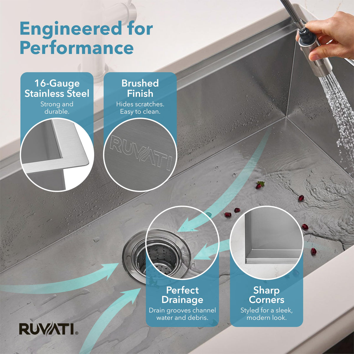Ruvati 30-in Stainless Steel Undermount Workstation Kitchen Sink - RVH8310