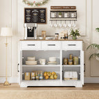 HOSTACK Kitchen Buffet Cabinet with Storage, Sideboard Coffee Bar, White