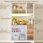 BEWISHOME 72" LED Tall Kitchen Pantry Storage Cabinet with Countertop