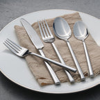 Potter 65-Piece Forged Silverware Set, Service for 12 – Premium Stainless Steel Flatware Set, Modern Design with Satin Finish, Ideal for Home, Kitchen, Party, Camping