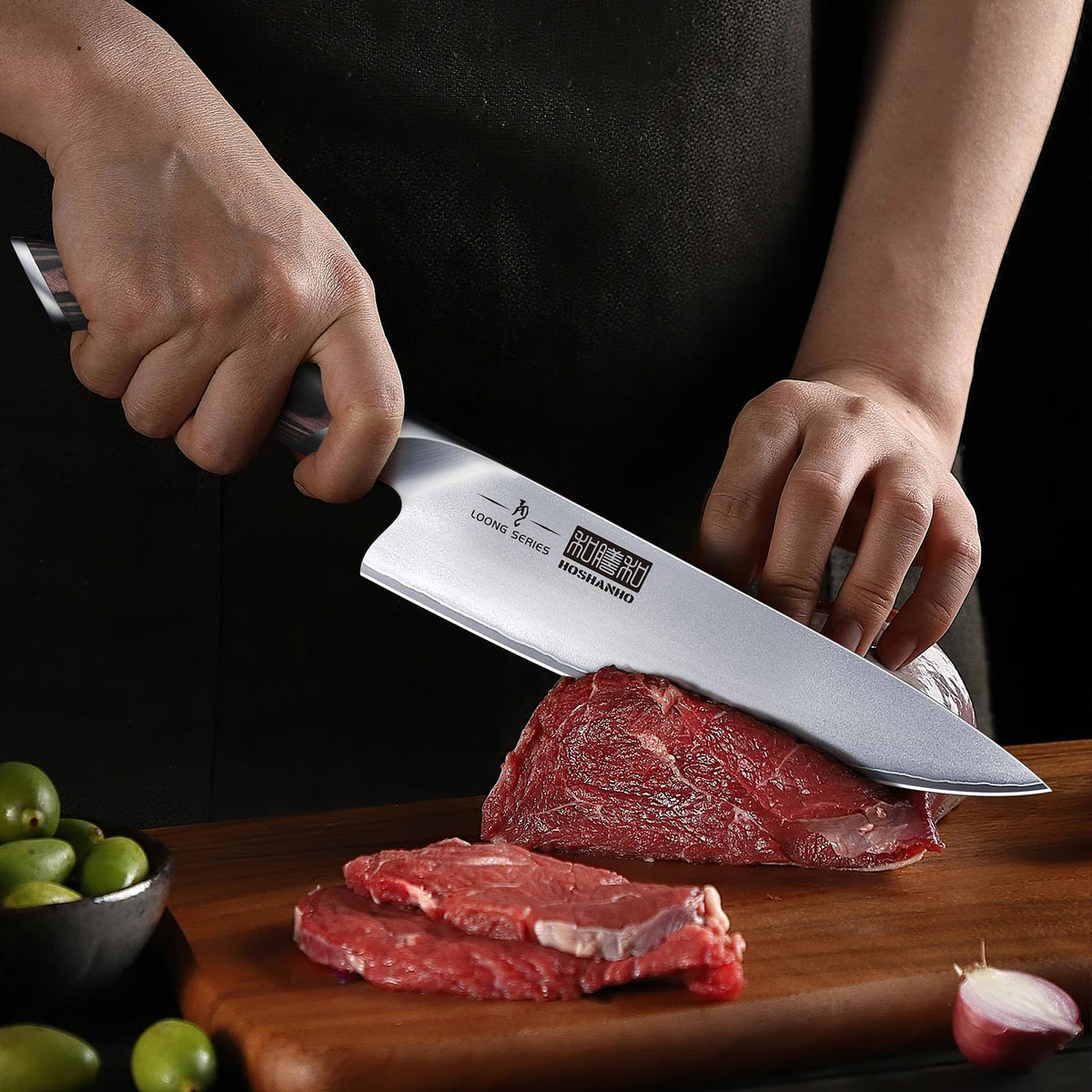 HOSHANHO 7PCS Kitchen Knife Set, Japanese Magnetic Knife Block Set