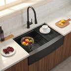 28 Inch Undermount Kitchen Sink Black, 28x18 Gunmetal Black 16 Gauge Stainless Steel Single Bowl Under Mount Commercial Kitchen Sinks 9 Inch Deep Includes Drain