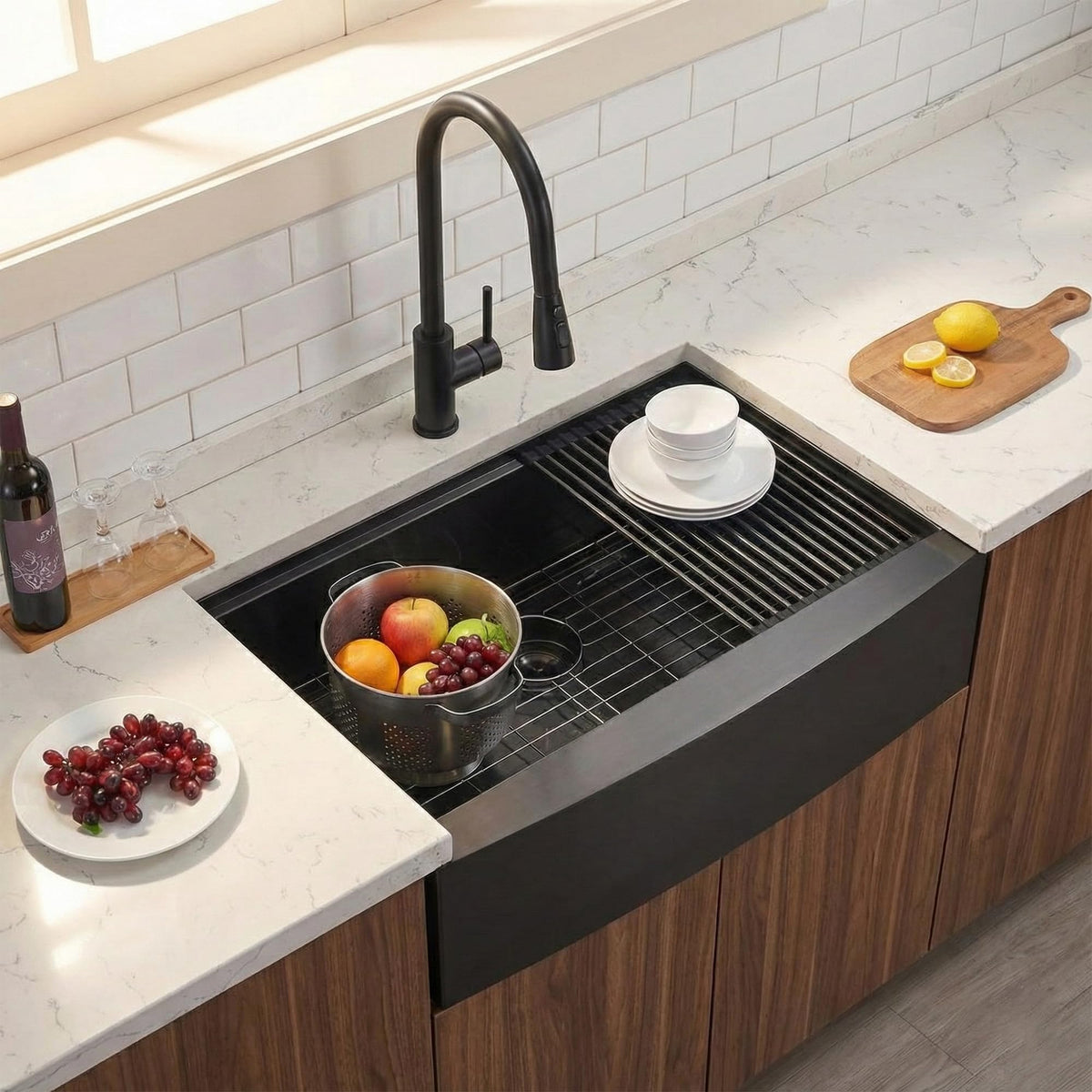 28 Inch Undermount Kitchen Sink Black, 28x18 Gunmetal Black 16 Gauge Stainless Steel Single Bowl Under Mount Commercial Kitchen Sinks 9 Inch Deep Includes Drain