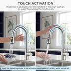 FORIOUS Touch Activated Kitchen Faucets Pull Down Sprayer, Brushed Nickel