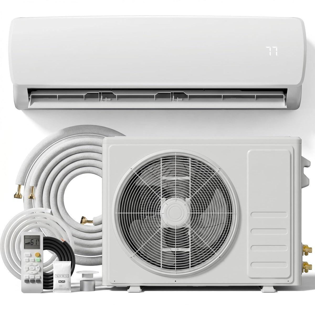 12000BTU Mini Split AC/Heating System, 19 SEER2 Energy Efficient Mini Split Air Conditioner with Heat Pump, 115V Cools Up to 750sq.ft, Ductless Inverter AC Unit with Pre-Charged Condenser