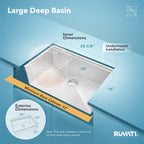 Ruvati 30-in Stainless Steel Undermount Workstation Kitchen Sink - RVH8310