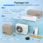 12000BTU Mini Split AC/Heating System, 19 SEER2 Energy Efficient Mini Split Air Conditioner with Heat Pump, 115V Cools Up to 750sq.ft, Ductless Inverter AC Unit with Pre-Charged Condenser