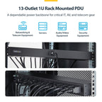 StarTech 13-Outlet 1U PDU, 1 Front 12 Rear, 120V, TAA (1315B8H-RACK-PDU)