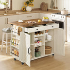 VASAGLE Mobile Kitchen Island with Trash Can Storage, Drop Leaf