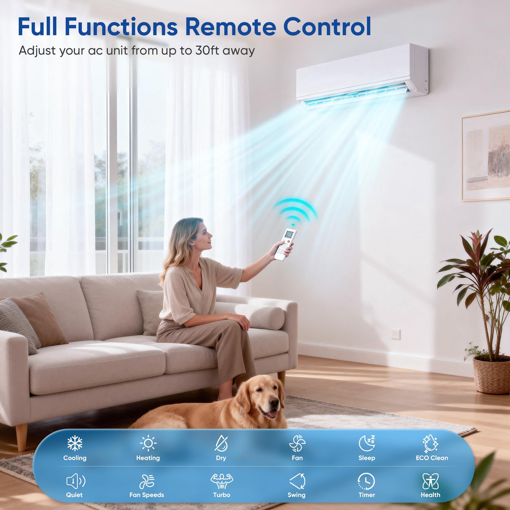 12000BTU Mini Split Air Conditioner & Heater, Wall Mounted AC Unit